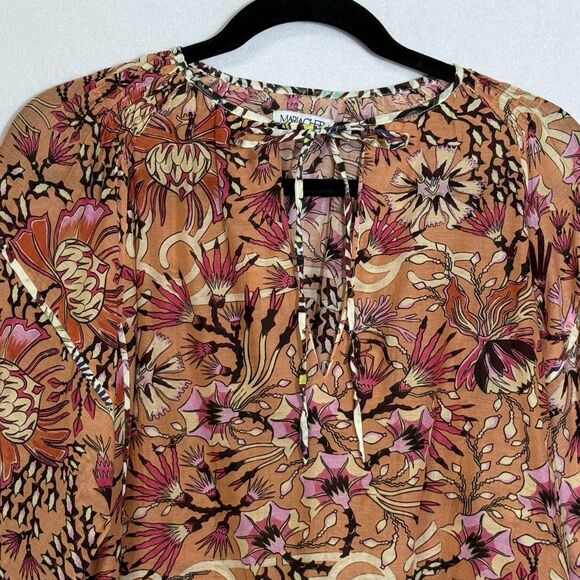 Maria Cher  Humahuaca Karly Lace-Up Orange Floral Boho Minidress Size XS Pockets - Picture 6 of 12